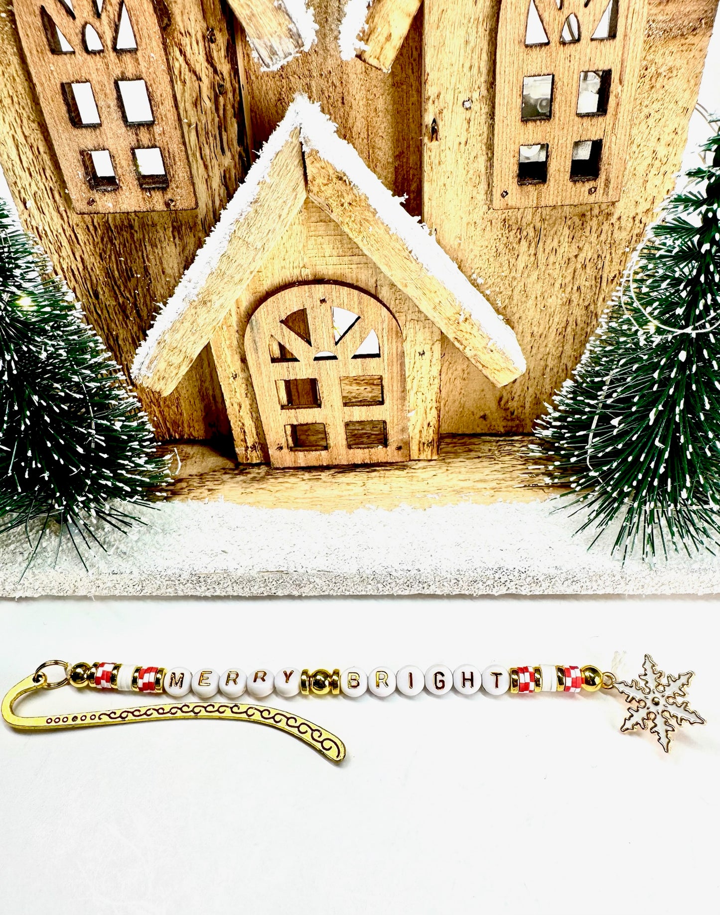 Merry and Bright Snowflake Beaded Bookmark