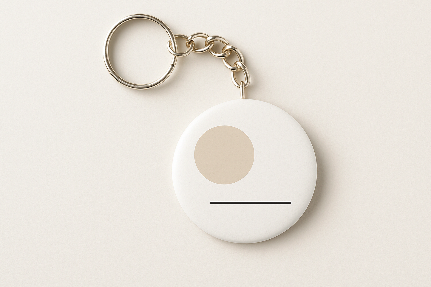 2.25 button keychain on a chain with a minimal design 