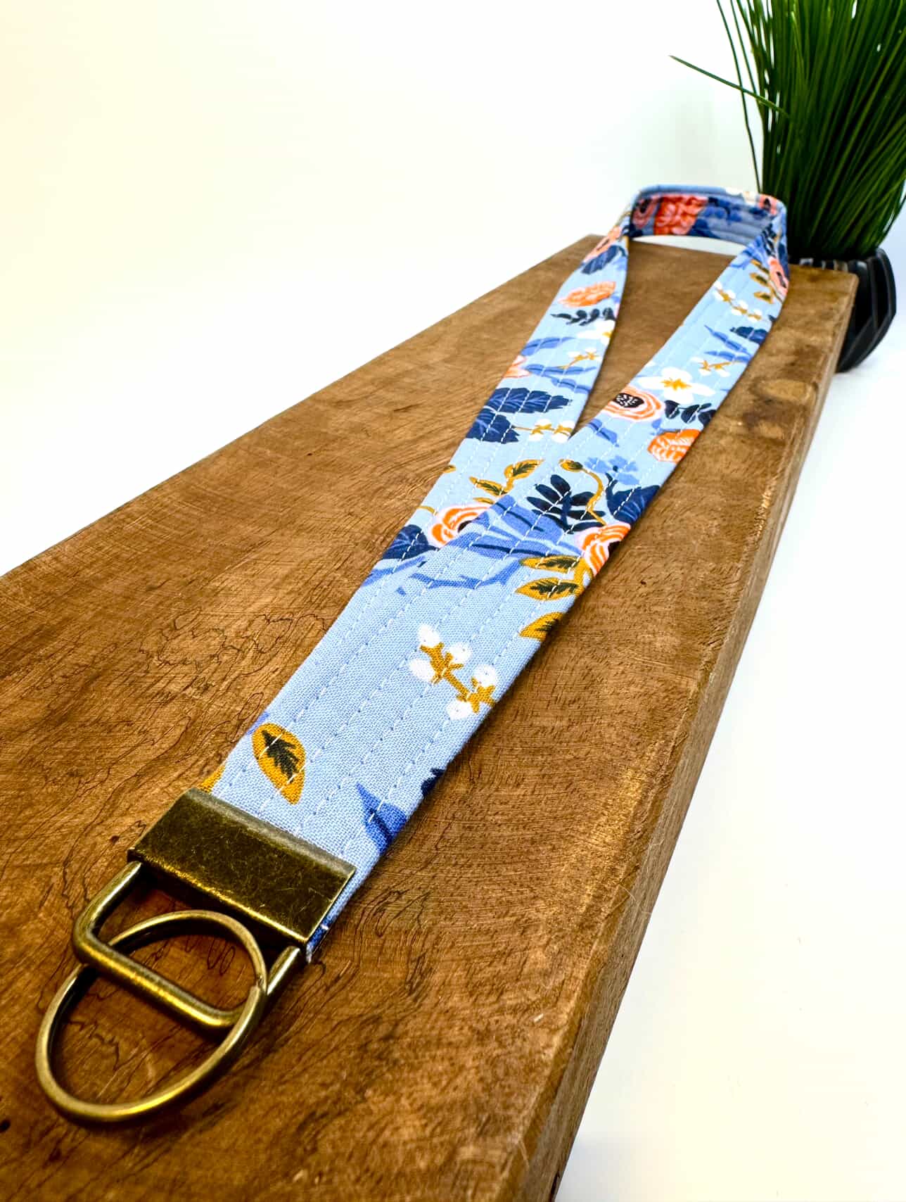 Blue Floral Lanyard