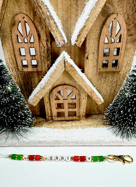 Merry Beaded Keychain