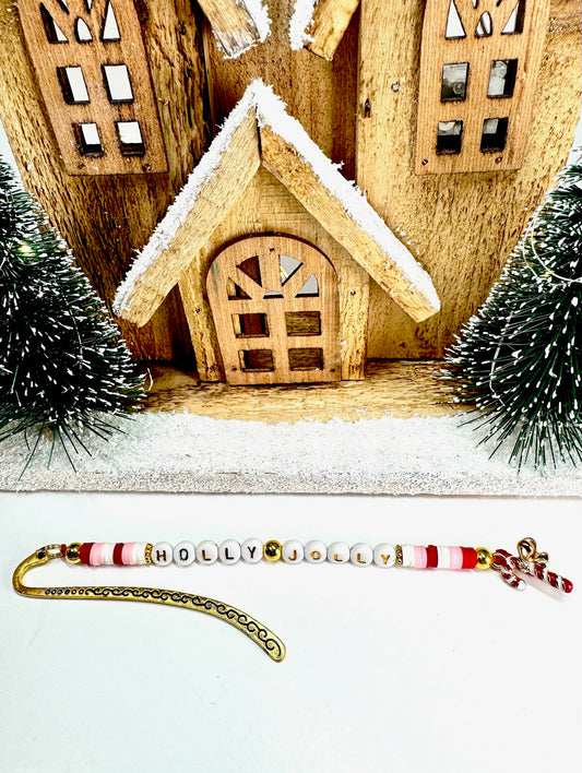 Holly Jolly Beaded Bookmark