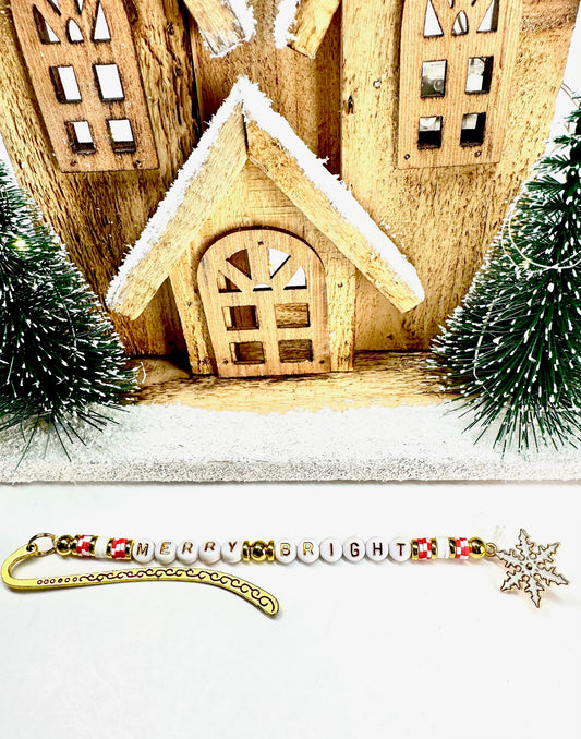 Merry and Bright Snowflake Beaded Bookmark