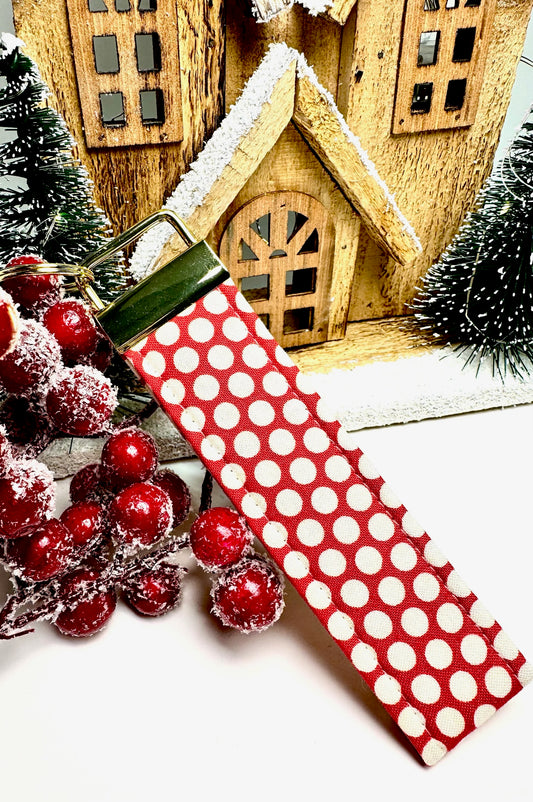 Peppermint Polka Dot Wristlet